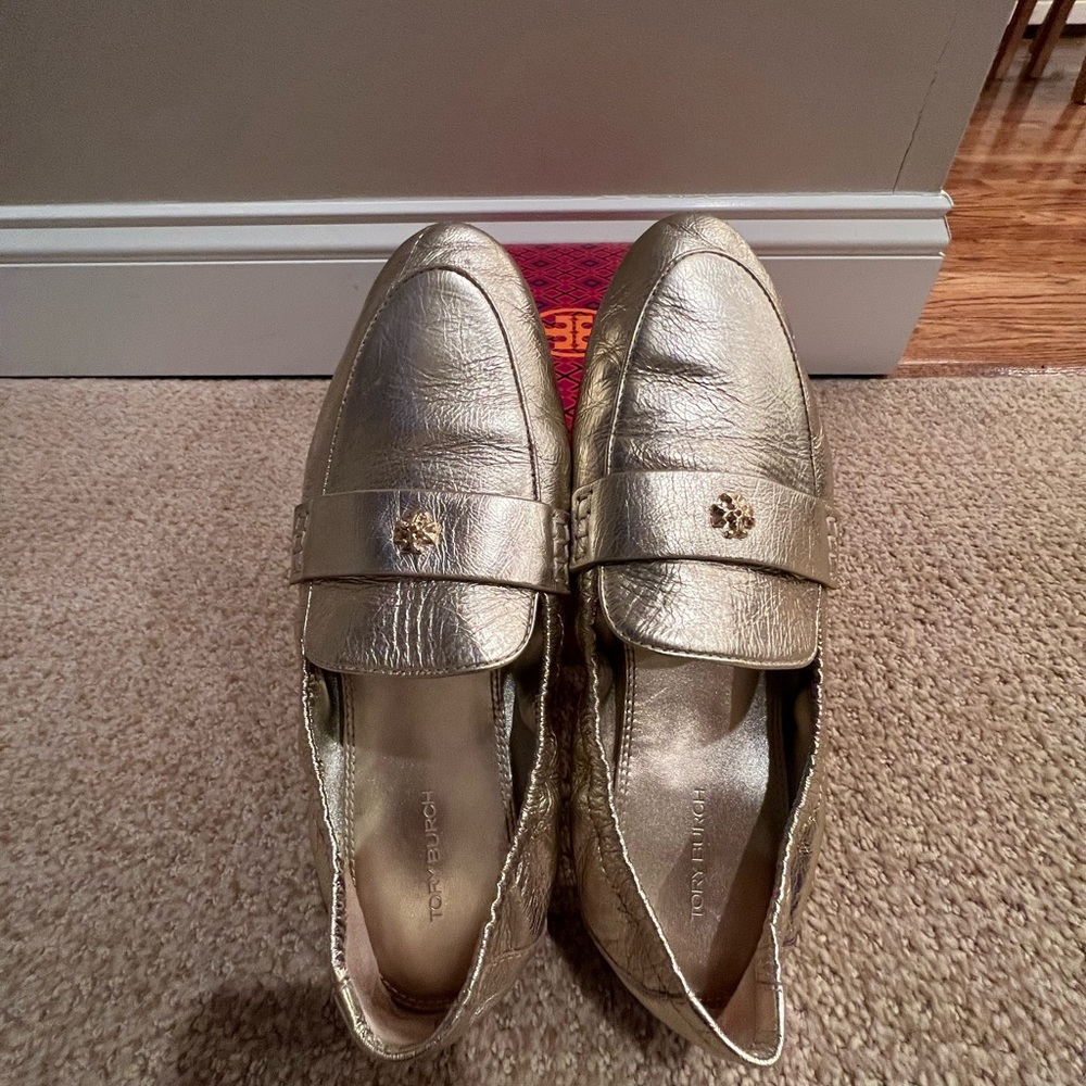 Tory Burch Gold Loafers